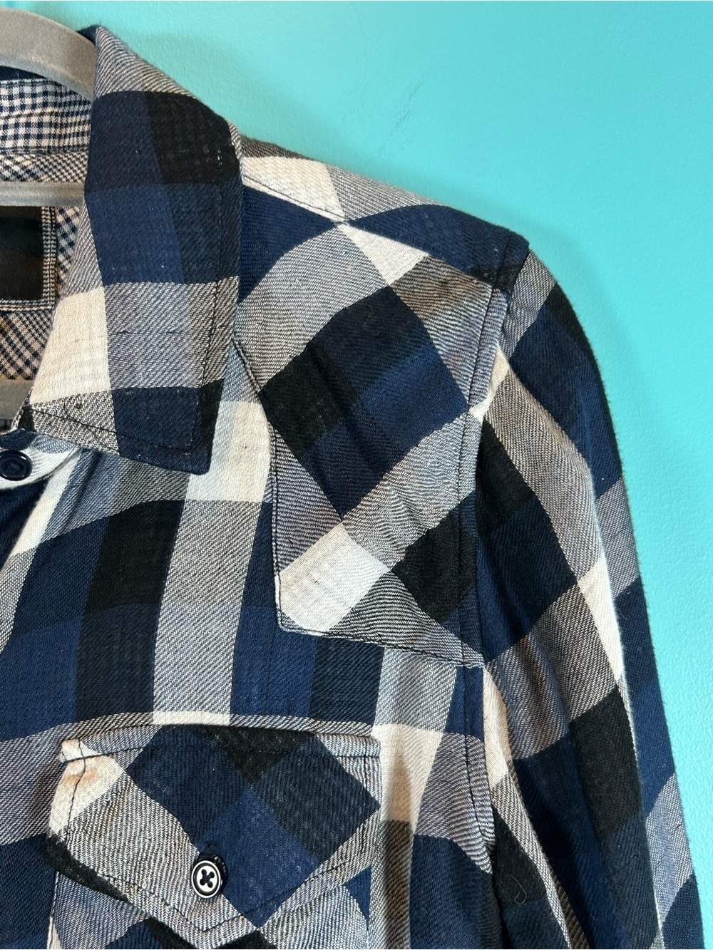 Rails Blue and White flannel plaid Button-Up Shirt - Picture 4 of 5